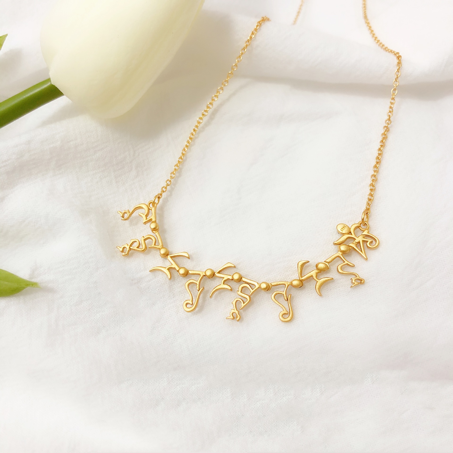 Green Tara Mantra Pendant Necklace Clavicle Chain Amulet Mantra Seed Word 925 Silver