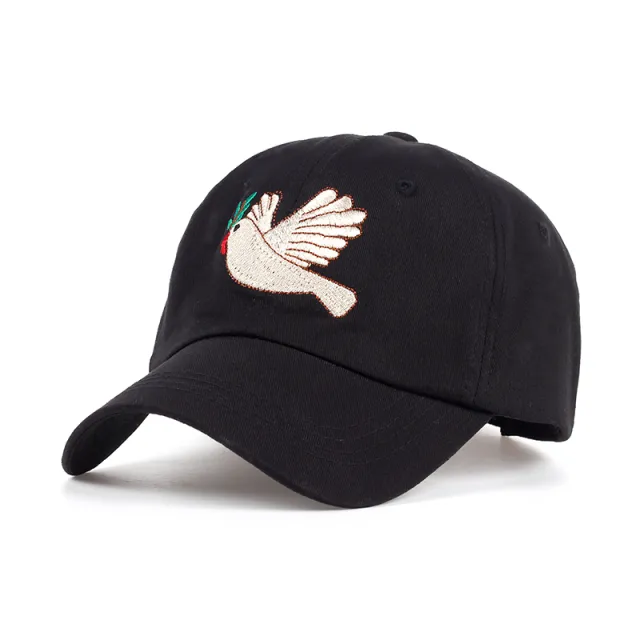 European And American Embroidery Pigeon Baseball Cap Black - Shop at LoveMi