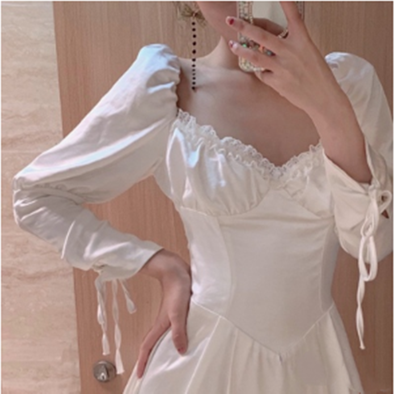 French Retro Palace Style Dress Light Wedding Dress