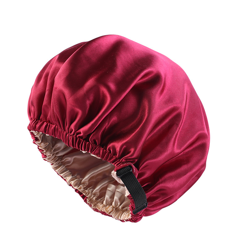 Invisible Flat Adjusting Buckle Imitation Silk Double Round Hat Red - Shop at LoveMi