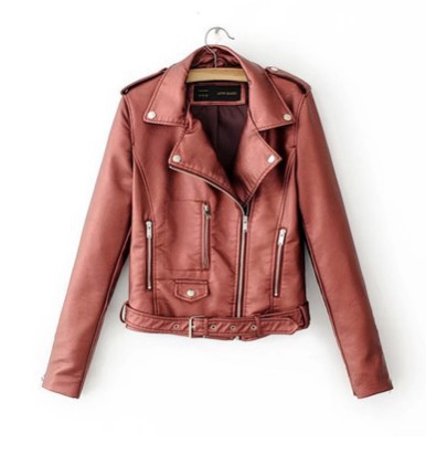 Slim fit Motorcycle Pu Jacket All match Slim Small Jacket Wine - Shop at LoveMi