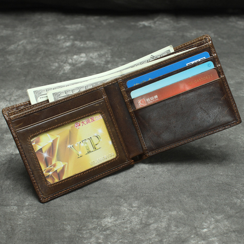 Simple Oil Wax Leather Three-dimensional Tiger Pattern Money Folding Head Layer Cowhide Wallet