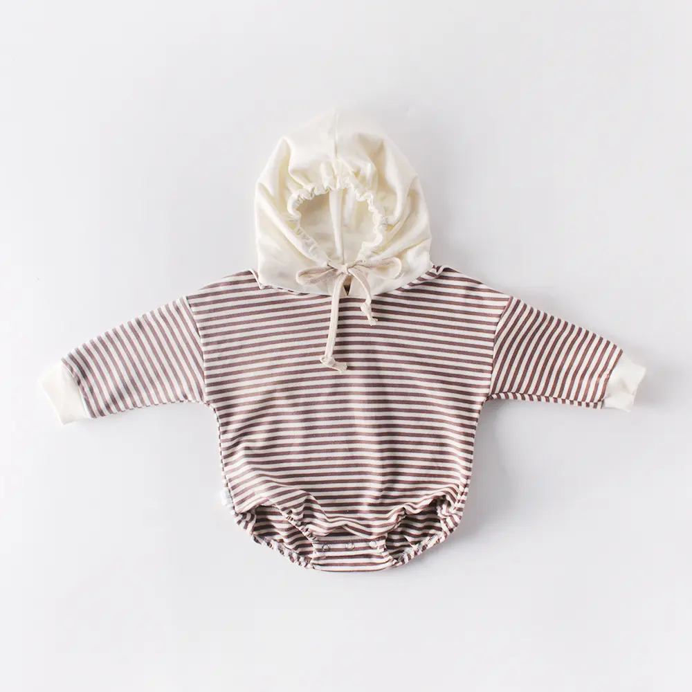 Autumn Baby Striped Clothes Hooded One-piece Hatching Climbing Suit