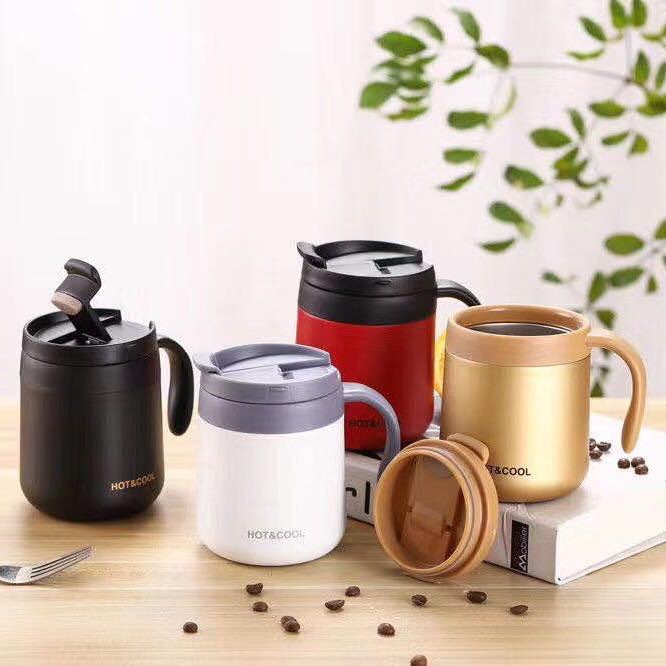 Stainless Steel Vacuum Flask With Handle Office Cup Portable