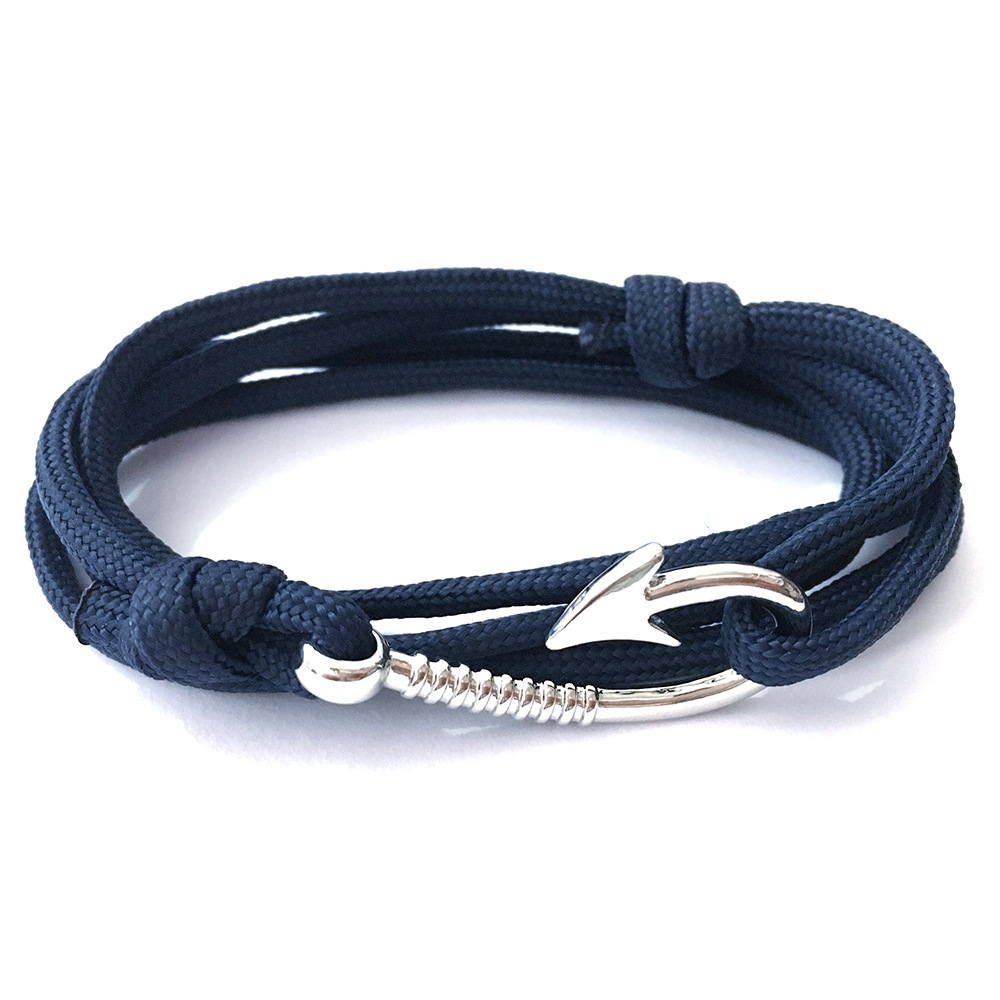 Fish Hook And Anchor Nylon Umbrella Rope Bracelet