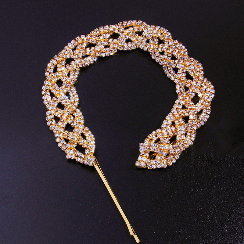 Rhinestone Dirty Braided Hair Band Fashion Gold - Shop at LoveMi
