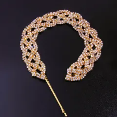 Rhinestone Dirty Braided Hair Band Fashion - Gold - View 1