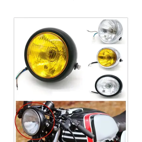 Modified Retro Headlight Black Shell Round