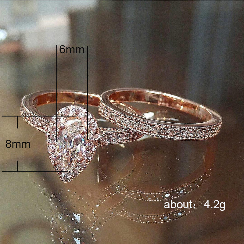 Pear Shaped Water Drop Zircon Engagement Ring Ladies Jewelry