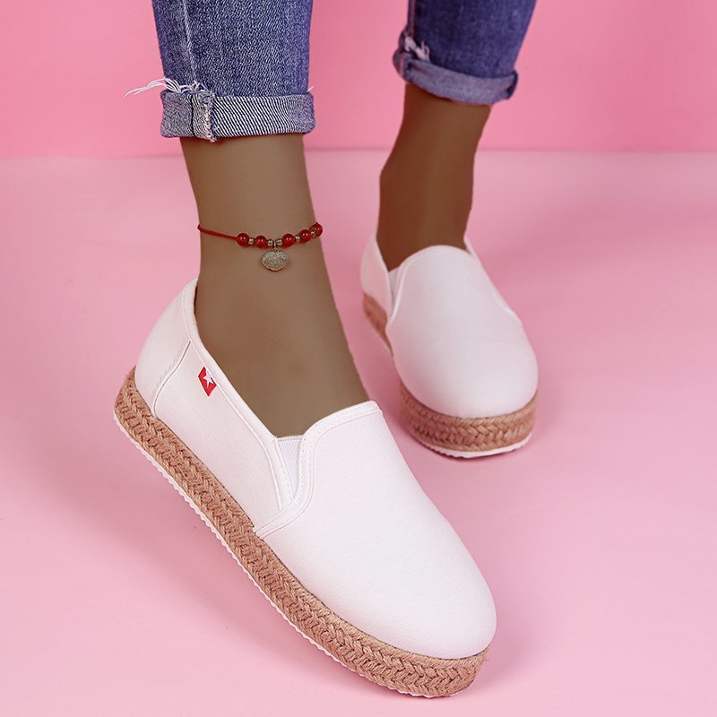 Lazy Casual Straw Woven Breathable Ultralight Canvas Shoes Women Shoes