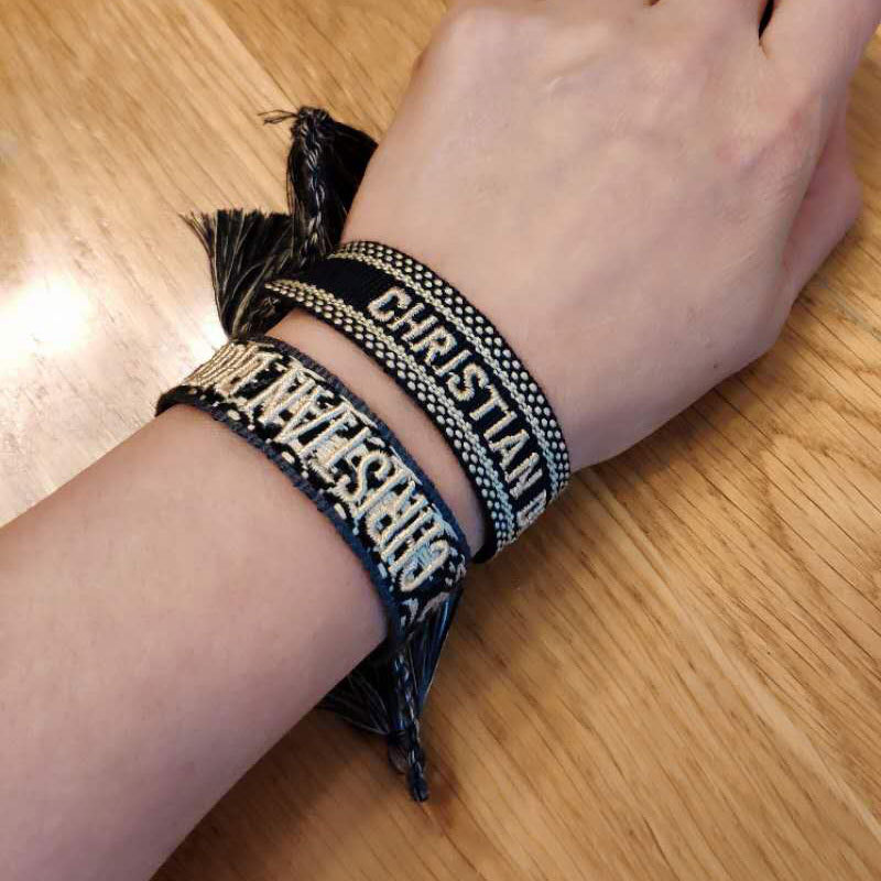 Printed Embroidery Letter Stitching Tassel Bracelet