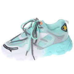 Gradient Rainbow Platform Daddy Shoes Women - Green - View 1