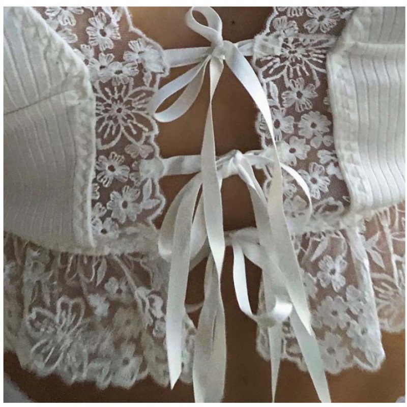 Lace Bowknot Stitching Exposed Sling Cardigan