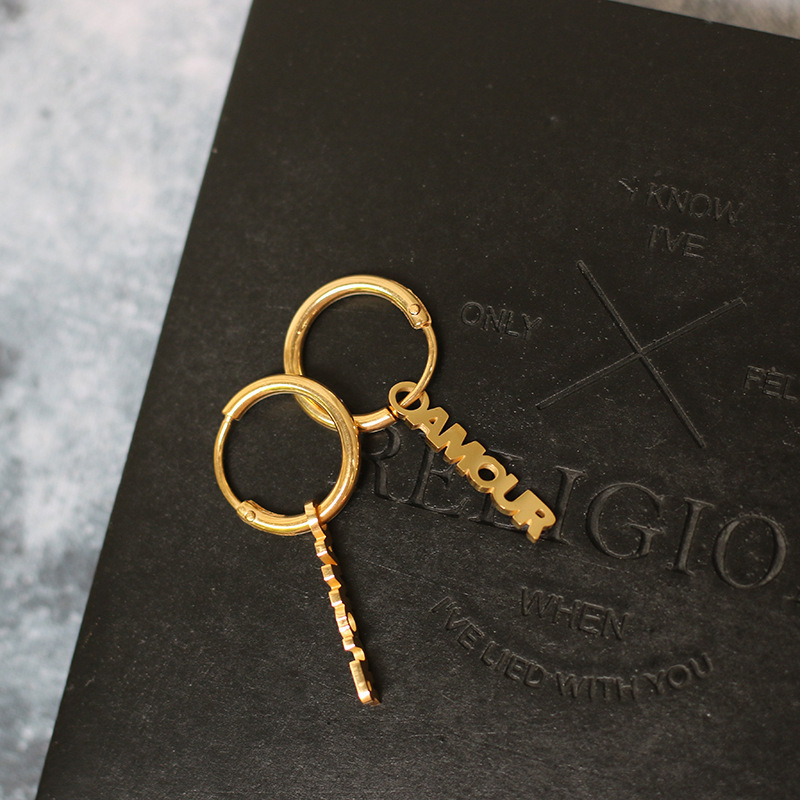 AMOUR Paris French Alphabet Hollow Small Earrings