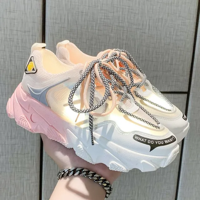Gradient Rainbow Platform Daddy Shoes Women Pink - Shop at LoveMi