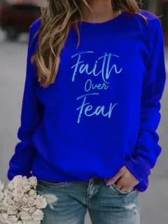 Autumn Sweaters Printed Ladies' Blouses Foreign Trade Source - Blue - View 1