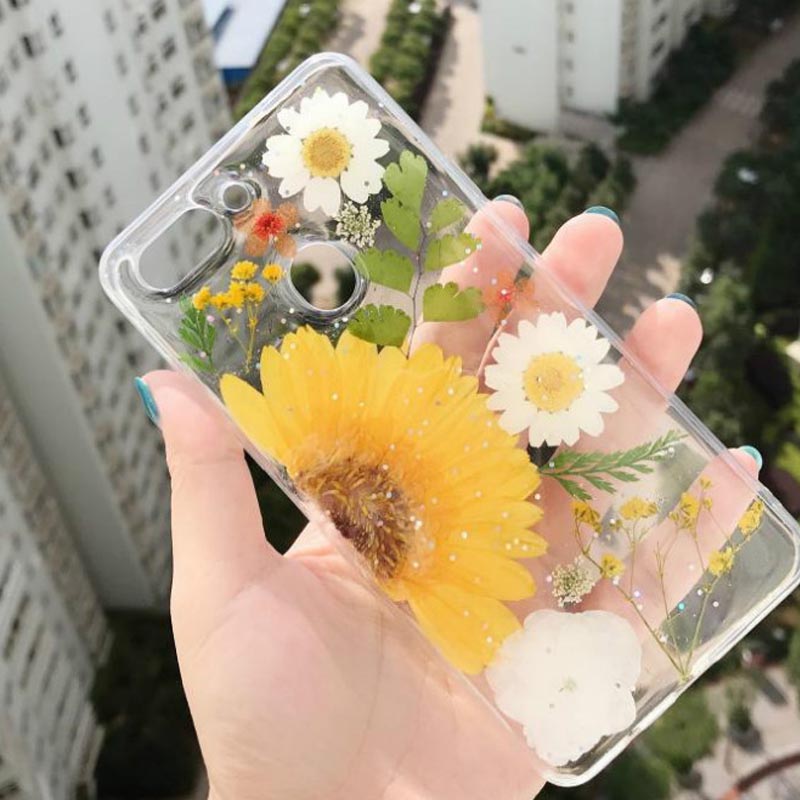 Anti-Drop Soft Sunflower Real Flower Phone Case - Image 3
