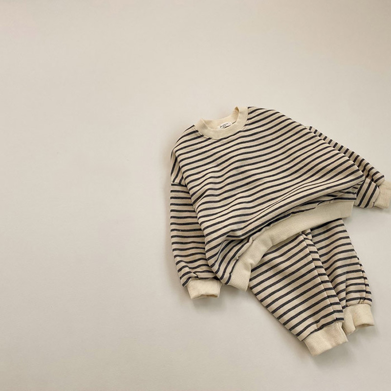 Baby Striped Long Sleeve Sweater Big PP Trousers Sportswear 2piece Suit