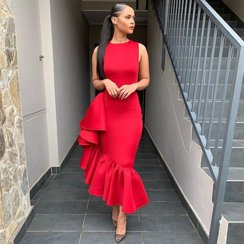 Border Dress For Fall/Winter Plus Size Irregular Ruffled Skirt For Ladies