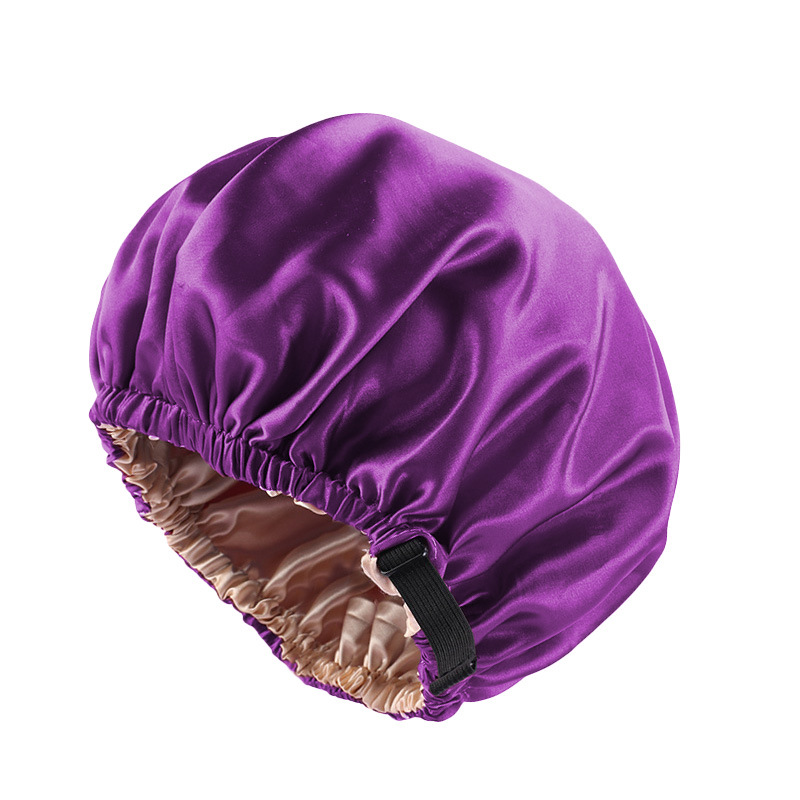 Invisible Flat Adjusting Buckle Imitation Silk Double Round Hat Deep Purple - Shop at LoveMi