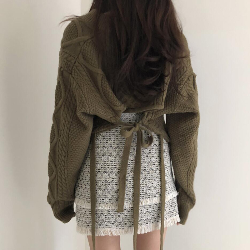 Naughty Cute Twist Back Tie Sweater + Tassel Skirt