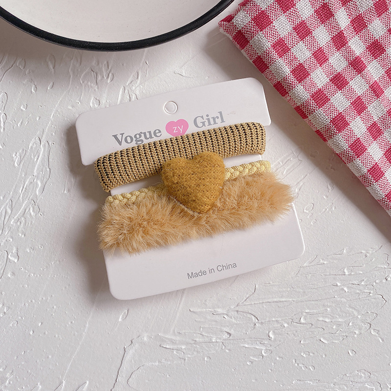 New Sweet Candy Color Love Plush Girl Hair Rope Hair Accessories Yellow - Shop at LoveMi