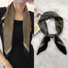 The New Scarf Professional Small Scarf Headband Silk - Houndstooth Champagne - View 1