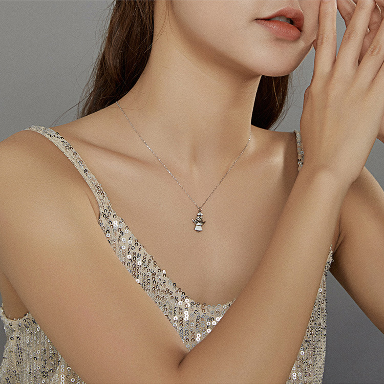 S925 Sterling Silver White Angel Necklace For Men And Women
