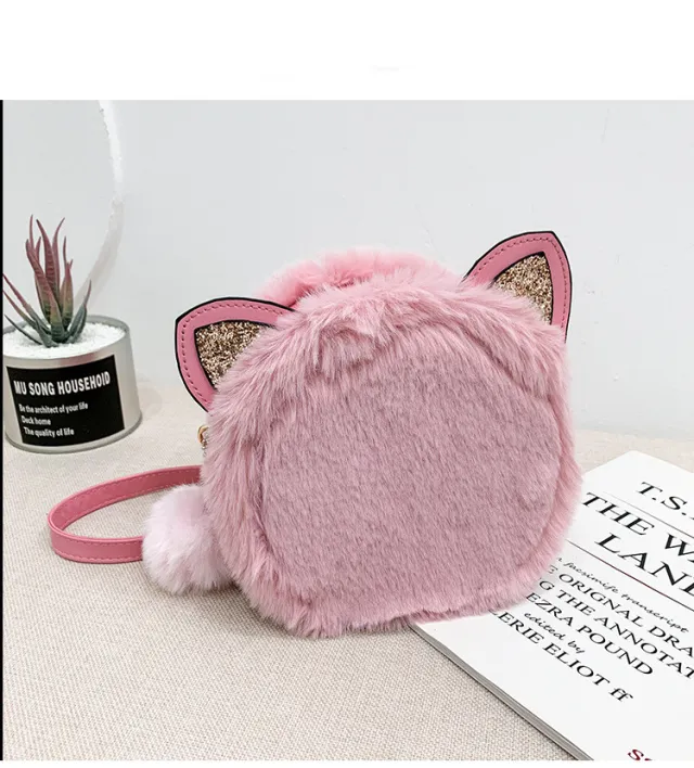Autumn And Winter Furry Small Bag Female Chain Small Satchel Pink - Shop at LoveMi