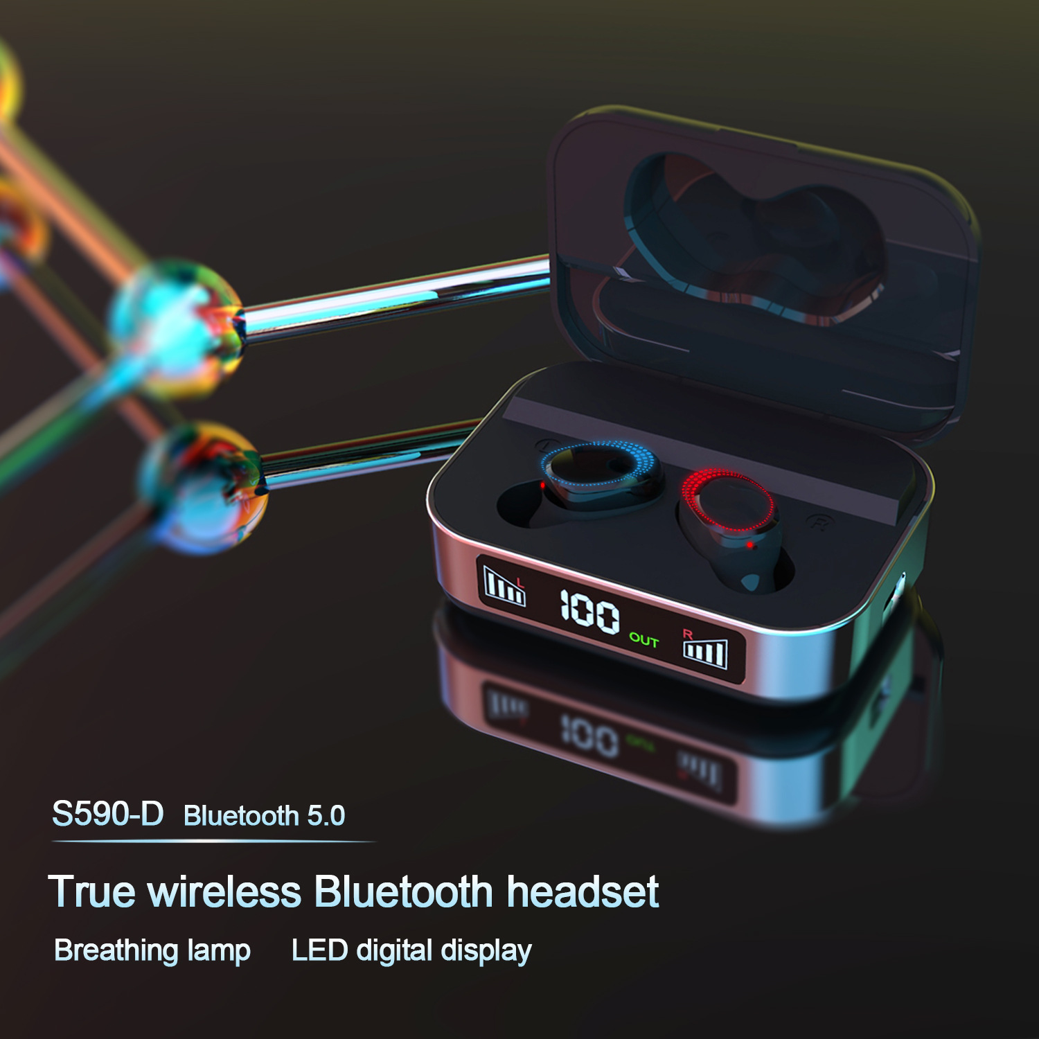 Tws Wireless 5.0 Binaural Bluetooth Headset With Power Display Digital Display - Image 2