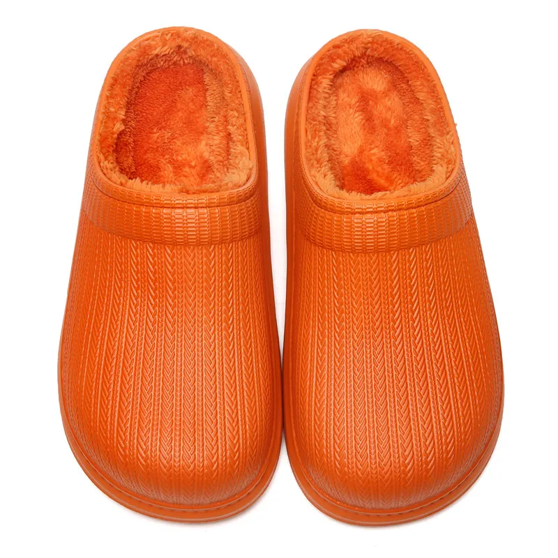 Soft Velvet Cute Thick Indoor Casual Home Cotton Slippers - Orange