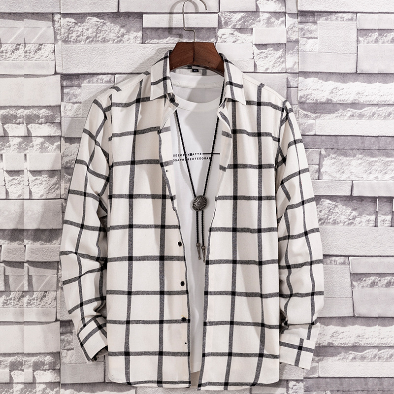 Fashion Shirt Men's Casual Long Sleeve Plaid