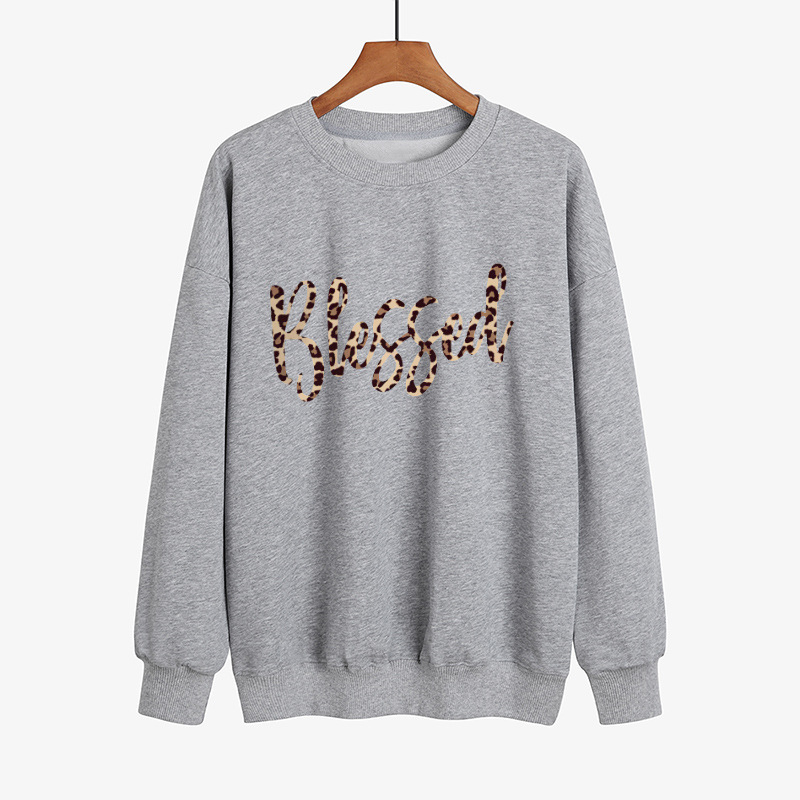 Blessed Leopard Print Long Sleeve Sweatshirt