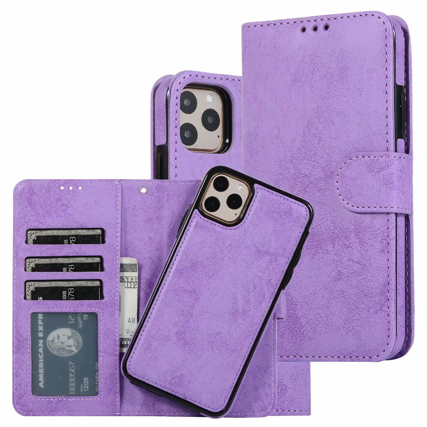 Retro Frosted Leather Phone Case With Magnetic Buckle