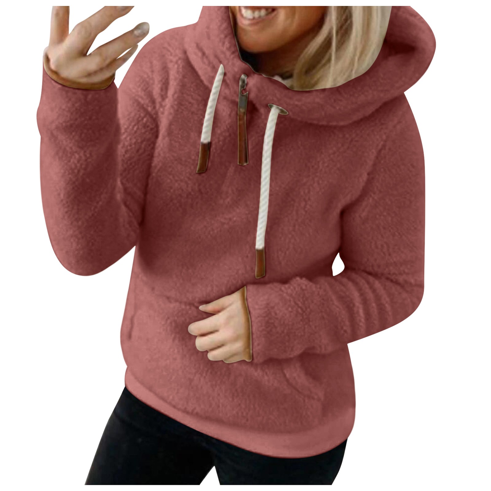 Women's Jacket With Hood Pocket Plush Jacket