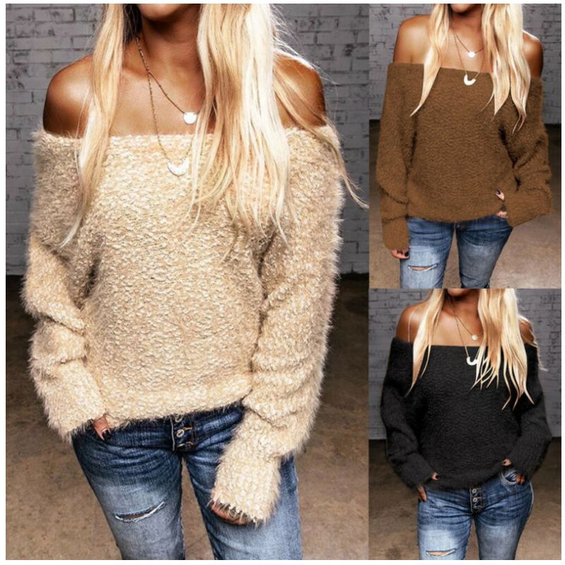 Title 1, Off Shoulder Top Mädchen Herbst Winter Plüsch L...