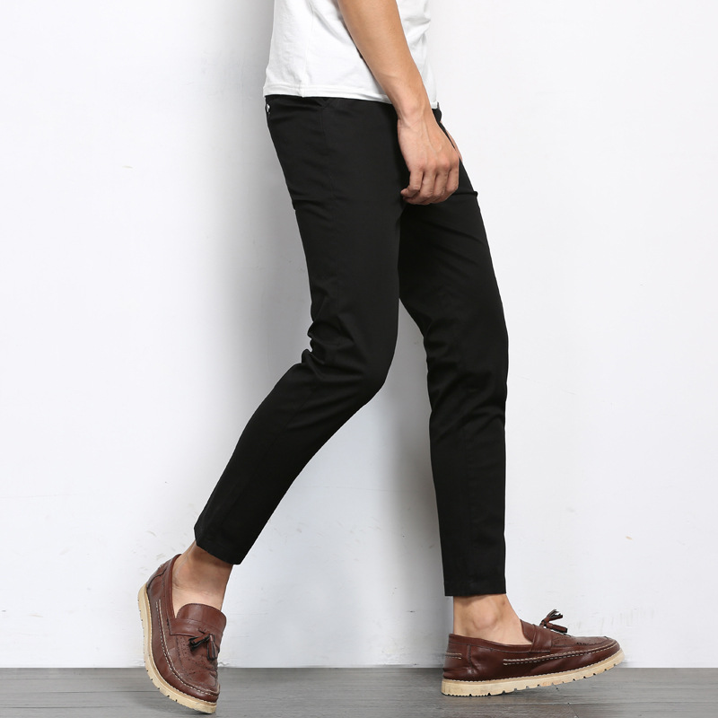 Solid Color Men's Cropped Trousers Pants