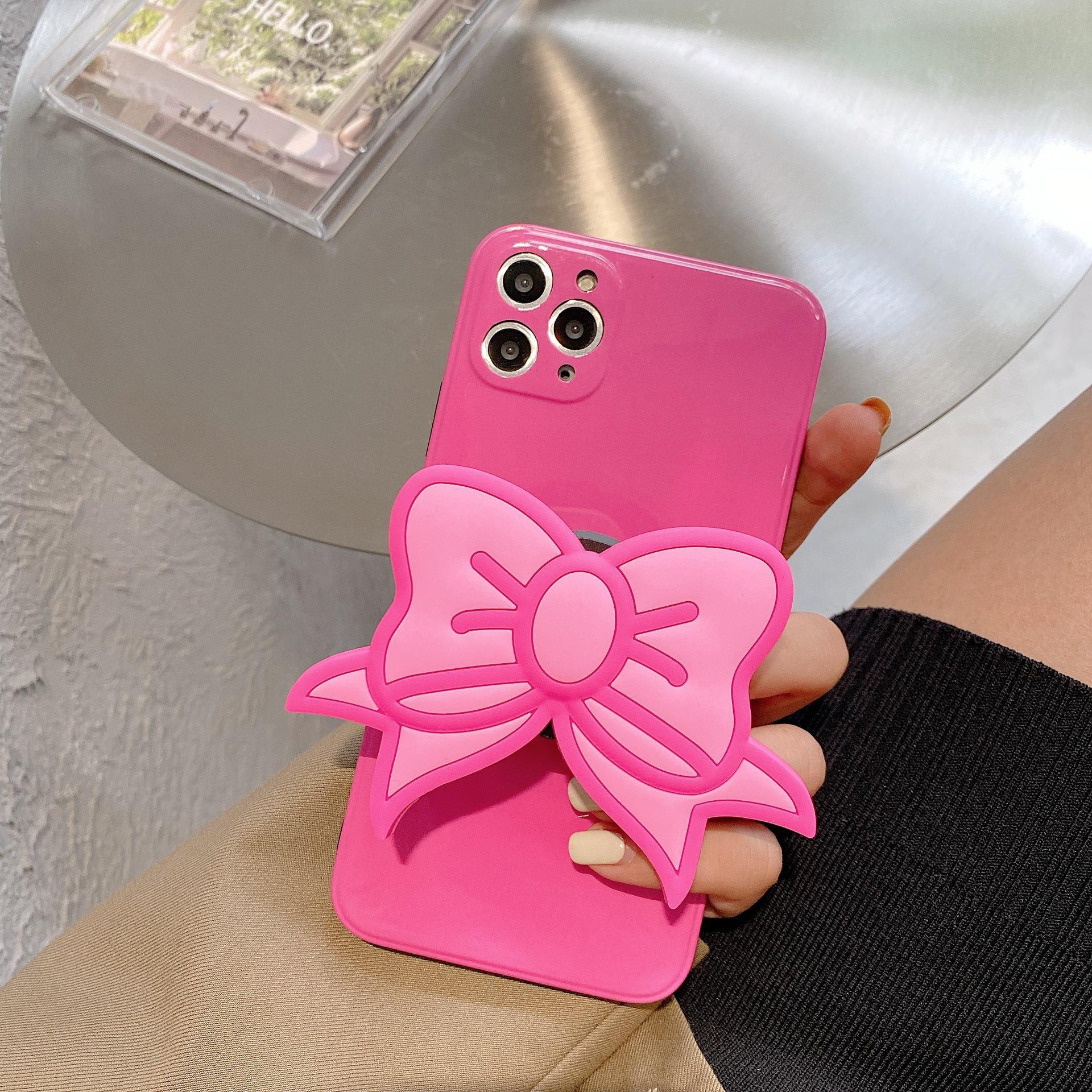Korea Ins Pink Bow Personality Stand Phone Case - Image 3