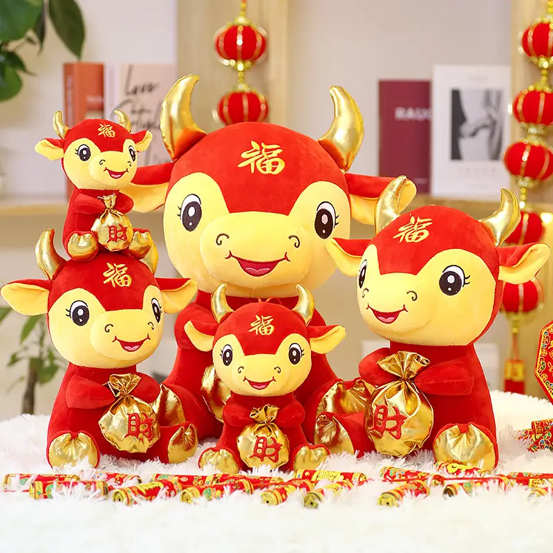 Cute Cow Doll Plush Toy Festive New Year Zodiac Mascot