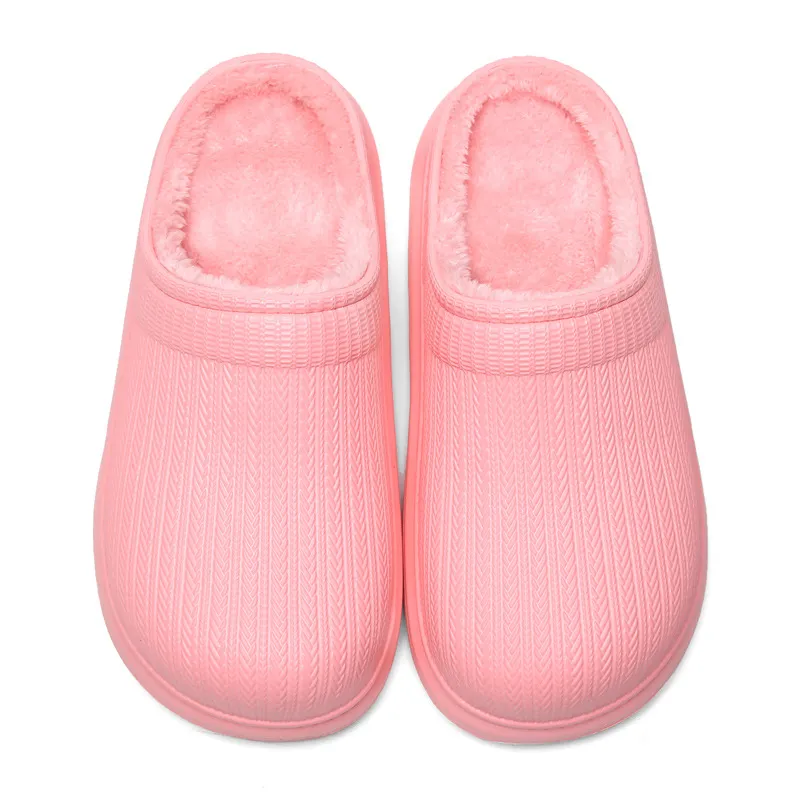 Soft Velvet Cute Thick Indoor Casual Home Cotton Slippers - Pink