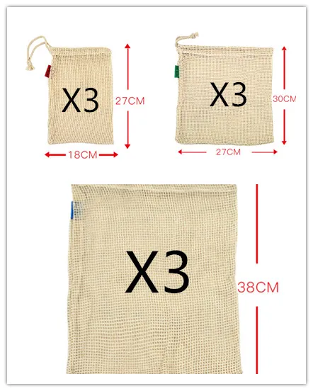 Cotton fruit and vegetable storage bag 9Pcset - Shop at LoveMi