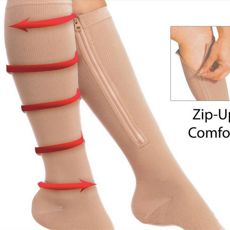 Plastic Calf Yoga Socks Compression Zipper Socks 4