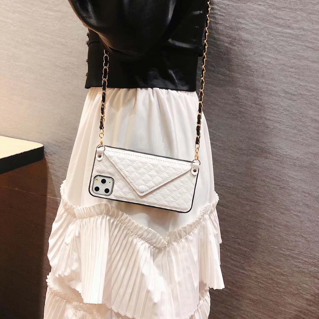 Xiaoxiangfeng Diagonal Leather Card Phone Case With Chain Protection Cover - Image 5