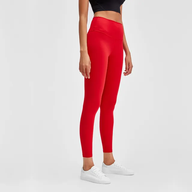 Nine Point Hip Lifting High Elastic Fitness Pants Red - Shop at LoveMi