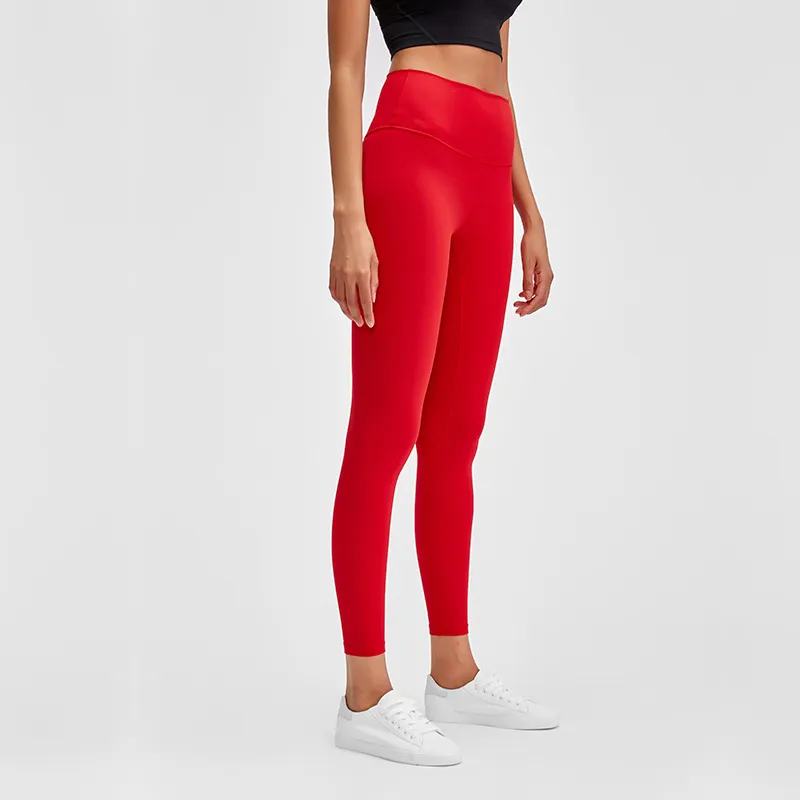 Nine-Point Hip-Lifting High-Elastic Fitness Pants - Red