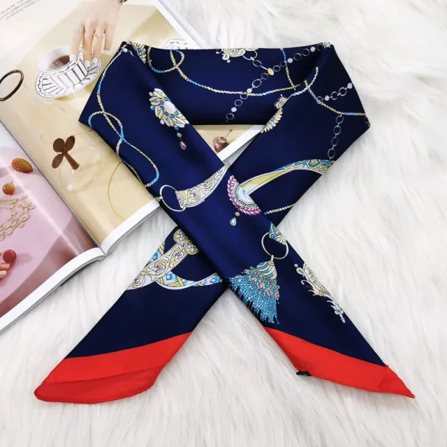 The New Scarf Professional Small Scarf Headband Silk Navy Bluea - Shop at LoveMi