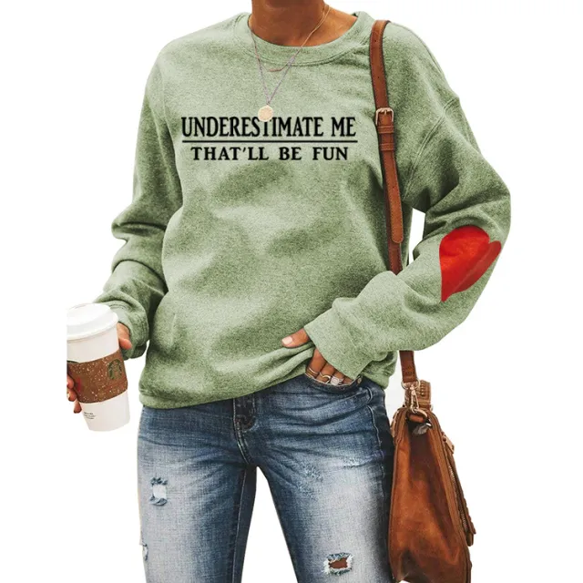 Letter Simple Long Sleeve Sweater Ladies Top Olive Green - Shop at LoveMi