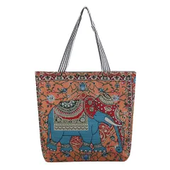 Cloth Bag Elephant Pattern Female Bag Shoulder Bag Shopping Bag - Orange - View 1