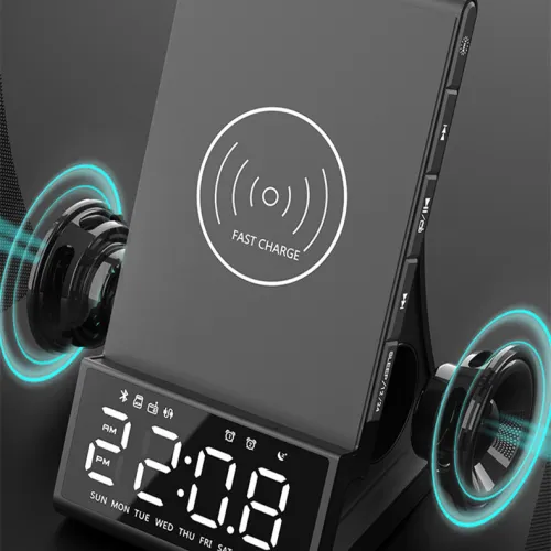 Compatible with Apple ,  Wireless Charging Bluetooth Speaker LED Alarm Clock