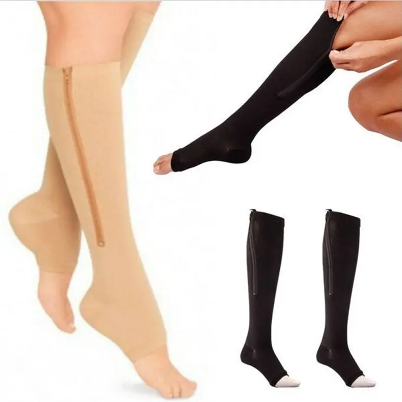 Plastic Calf Yoga Socks Compression Zipper